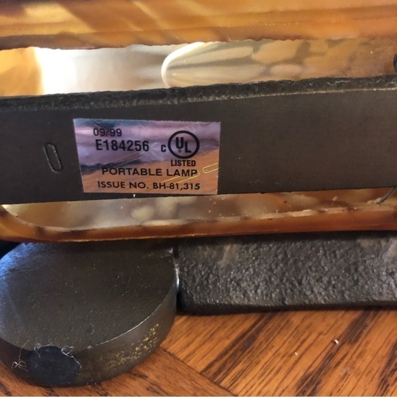 Vintage Car Accent Lamp Night Lite Mottled Glass & Brass Corded Soft Glow Heavy - Picture 7 of 10